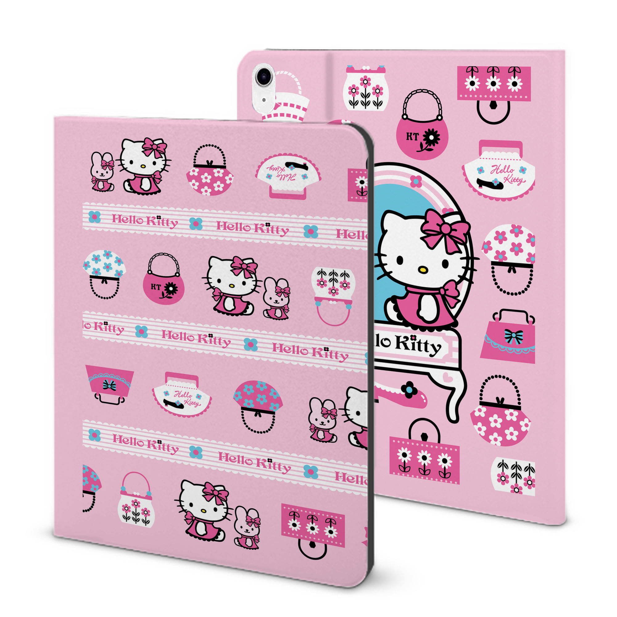 （画像用） Hello Kitty ハローキティ IPad ケース ブック型 PUレザー TPU 耐衝撃 軽量 薄型 ペン収納なし 全面保護 IPad 各モデル対応